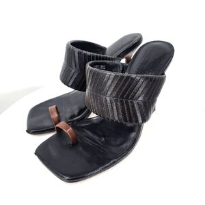 Deltan Kelsea Leather Toe Loop Heel Mule Sandals Size 6‎